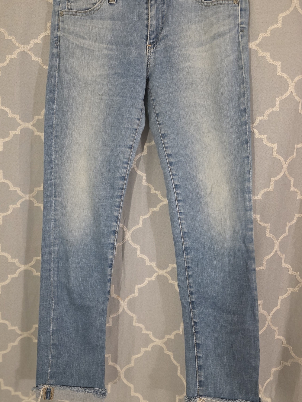 AG Adriano Goldschmied Light Blue Cropped Straight Jeans
